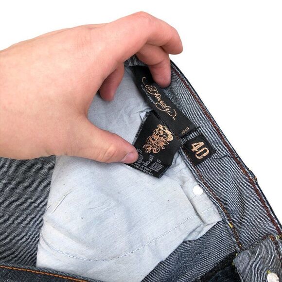 Ed Hardy By Christian Audigier Embroidered Jeans Size 40 Blue - Picture 6 of 14